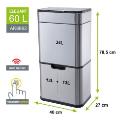 Tříděný bezdotykový koš ELEGANT 60l (9)